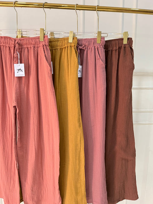 Summer Cotton Loose Wide Leg Trousers